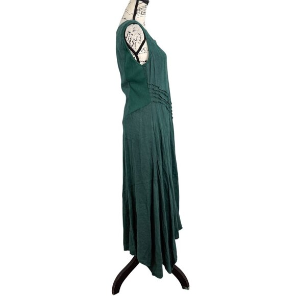 Inizio Linen Asymmetrical Maxi Dress Sleeveless Italy Emerald Green Women Size L - Picture 2 of 7